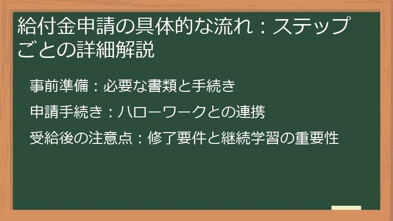 給付金申請の具体的な流れ：ステップごとの詳細解説
