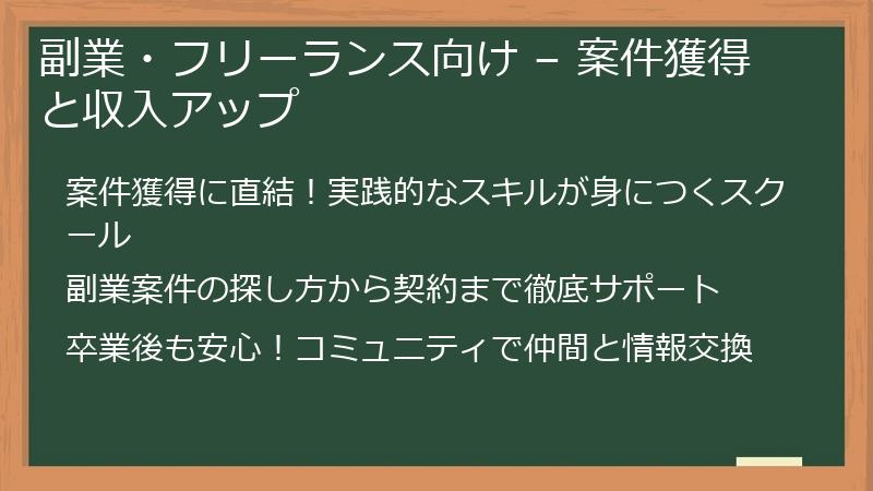 副業・フリーランス向け – 案件獲得と収入アップ