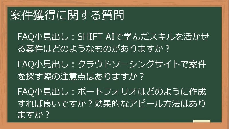 案件獲得に関する質問
