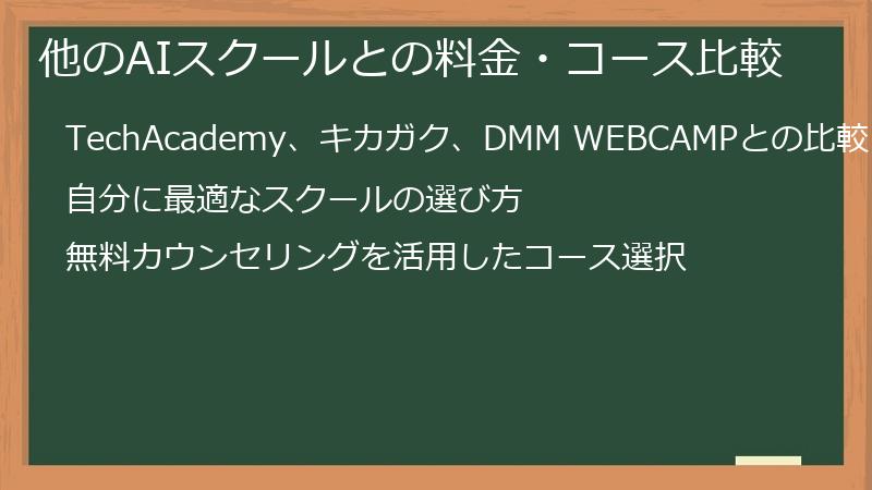 他のAIスクールとの料金・コース比較
