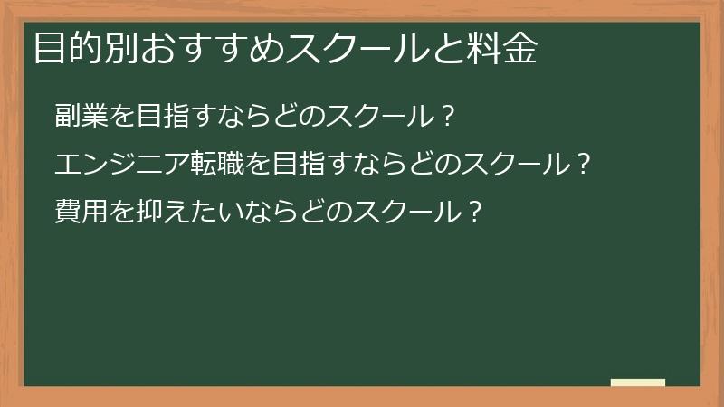 目的別おすすめスクールと料金