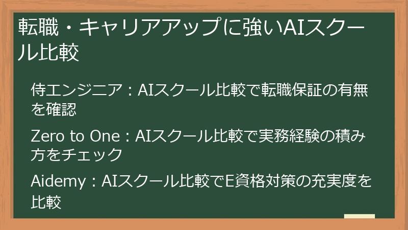 転職・キャリアアップに強いAIスクール比較