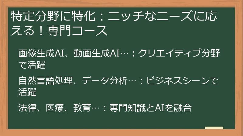 特定分野に特化：ニッチなニーズに応える！専門コース