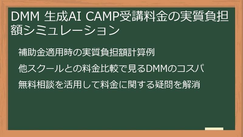 DMM 生成AI CAMP受講料金の実質負担額シミュレーション