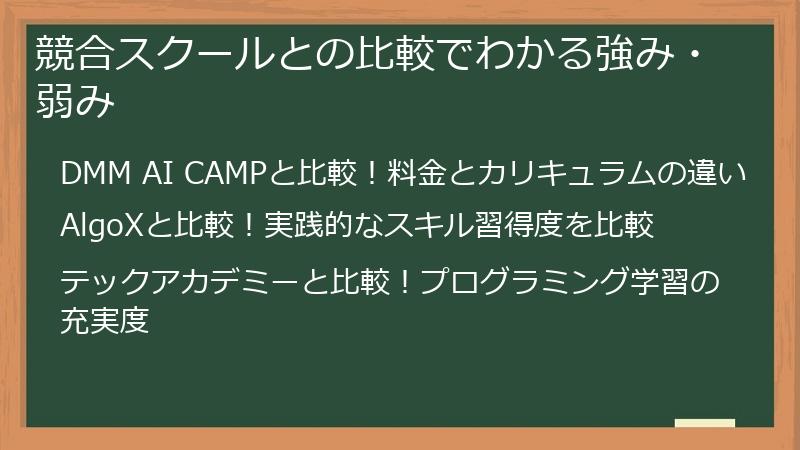 競合スクールとの比較でわかる強み・弱み