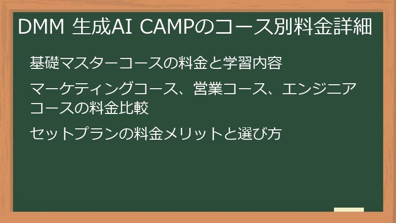 DMM 生成AI CAMPのコース別料金詳細