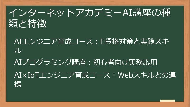 インターネットアカデミーAI講座の種類と特徴