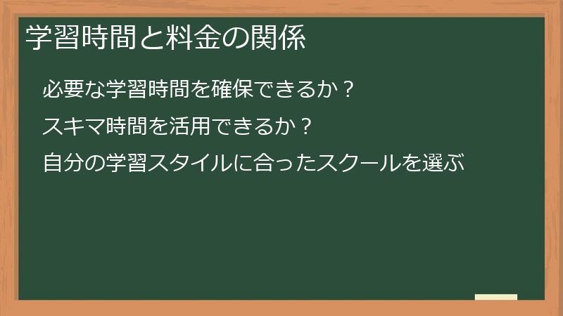 学習時間と料金の関係