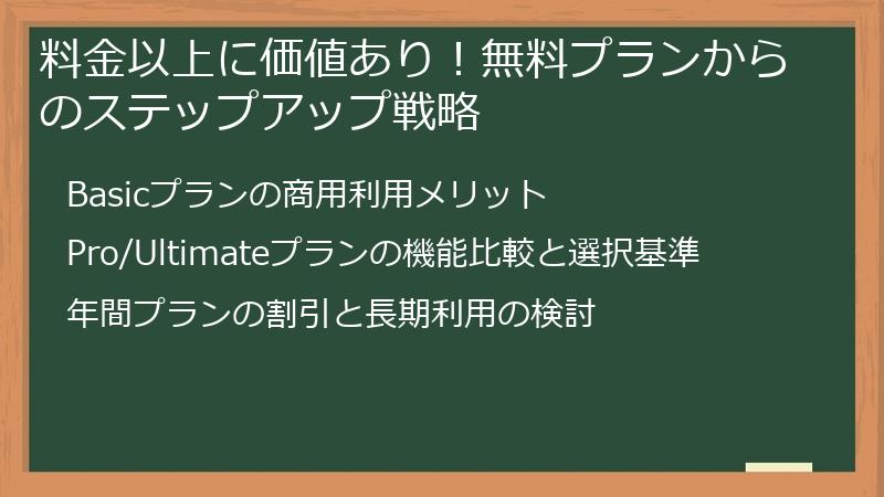 料金以上に価値あり！無料プランからのステップアップ戦略