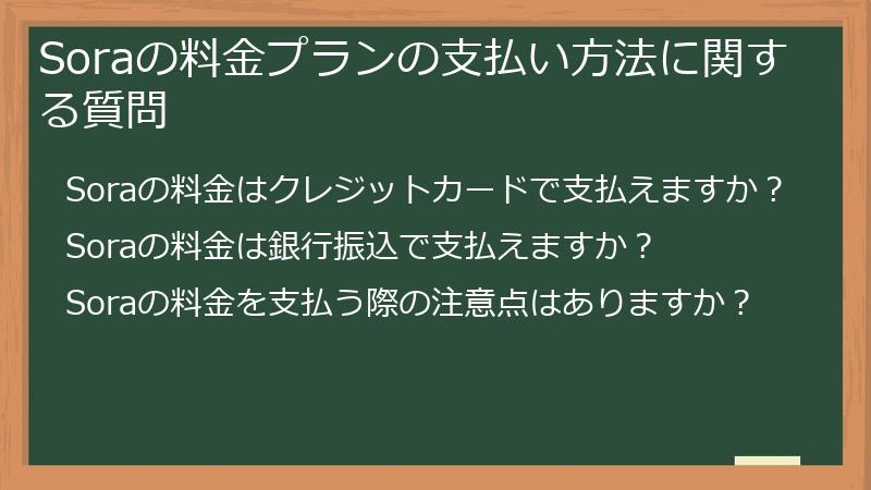 Soraの料金プランの支払い方法に関する質問