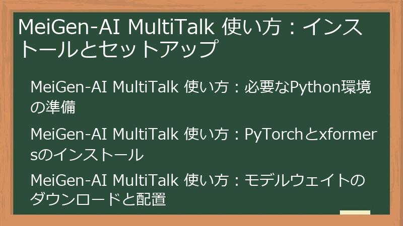 MeiGen-AI MultiTalk 使い方：インストールとセットアップ