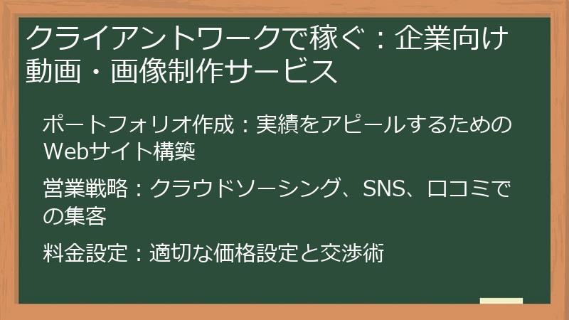 クライアントワークで稼ぐ:企業向け動画・画像制作サービス