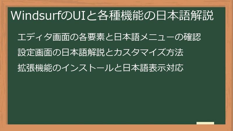 WindsurfのUIと各種機能の日本語解説