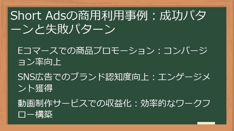 Short Adsの商用利用事例：成功パターンと失敗パターン