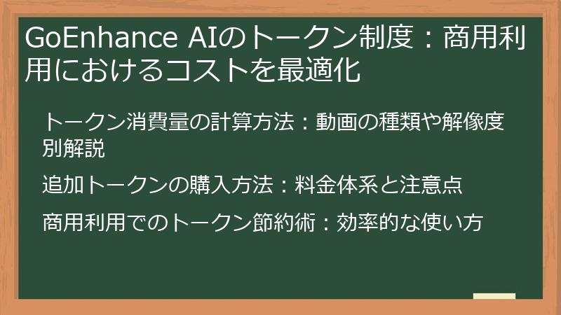 GoEnhance AIのトークン制度：商用利用におけるコストを最適化