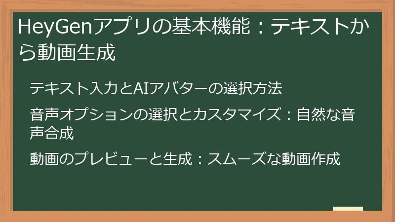 HeyGenアプリの基本機能：テキストから動画生成