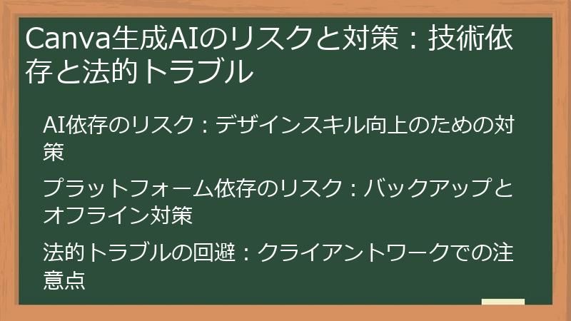 Canva生成AIのリスクと対策：技術依存と法的トラブル