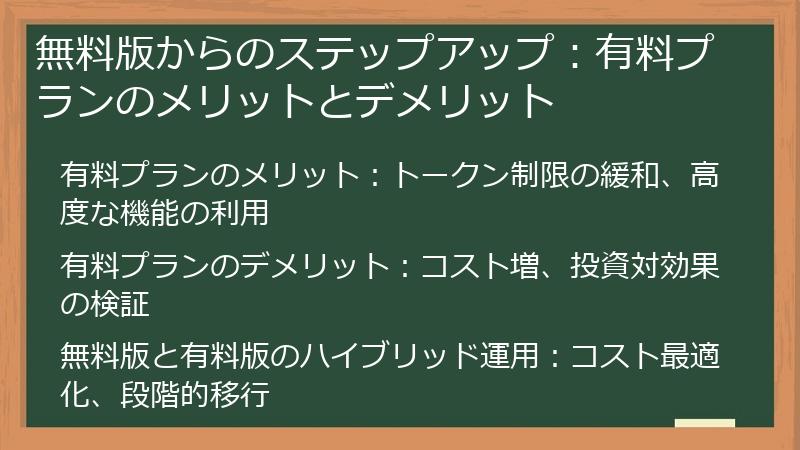 無料版からのステップアップ:有料プランのメリットとデメリット