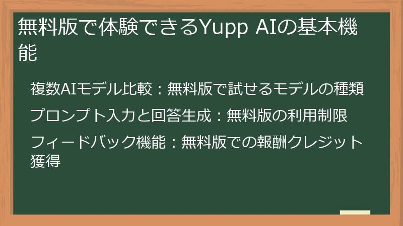 無料版で体験できるYupp AIの基本機能