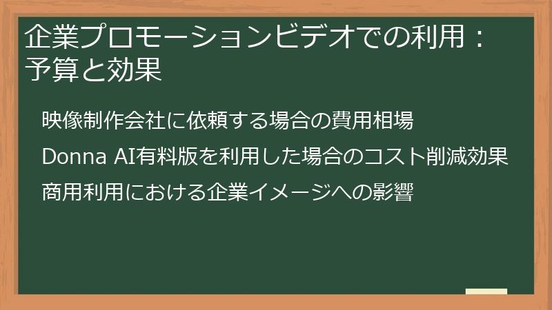 企業プロモーションビデオでの利用：予算と効果