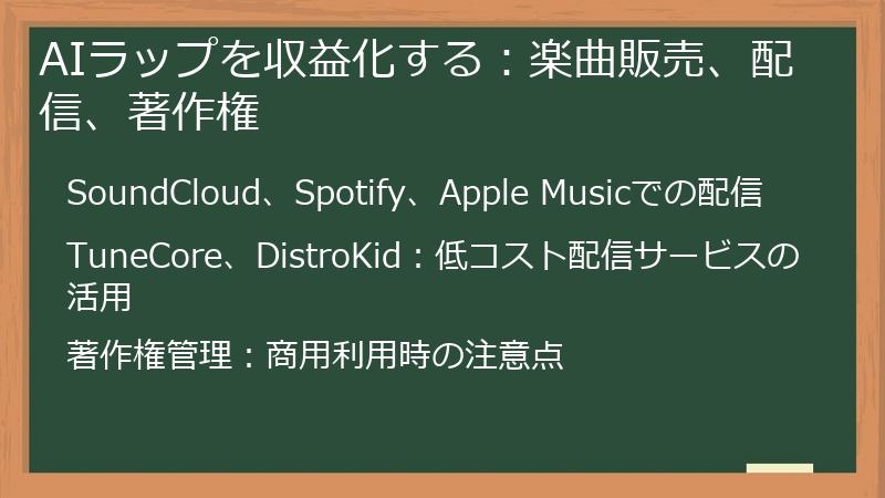 AIラップを収益化する：楽曲販売、配信、著作権