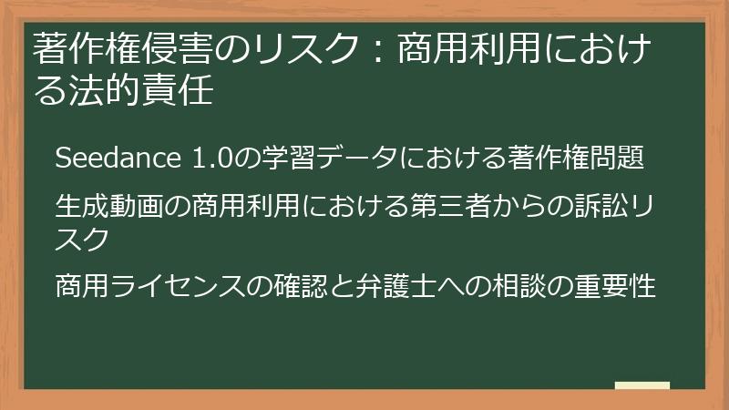 著作権侵害のリスク：商用利用における法的責任