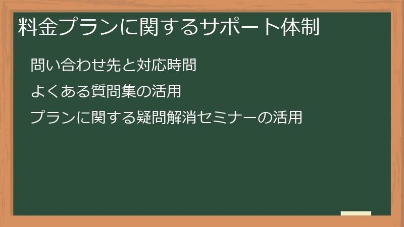 料金プランに関するサポート体制