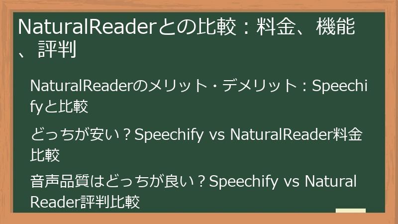 NaturalReaderとの比較：料金、機能、評判