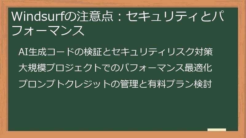 Windsurfの注意点：セキュリティとパフォーマンス