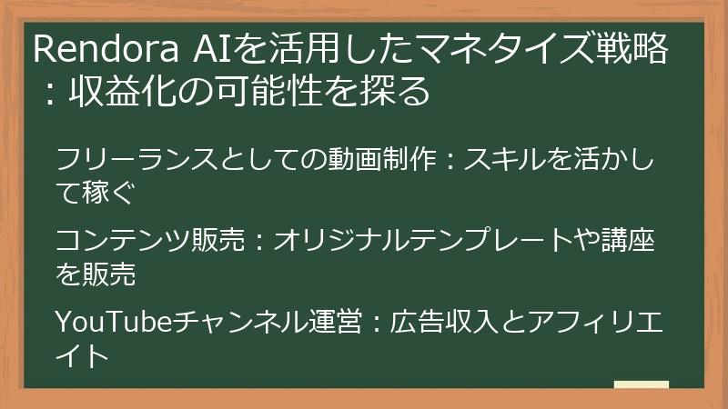 Rendora AIを活用したマネタイズ戦略：収益化の可能性を探る
