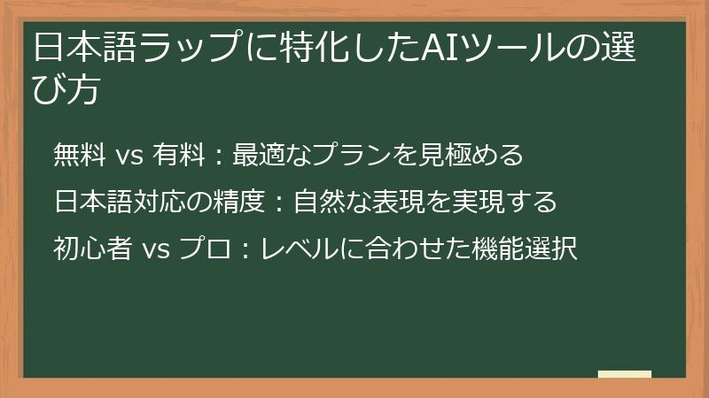 日本語ラップに特化したAIツールの選び方