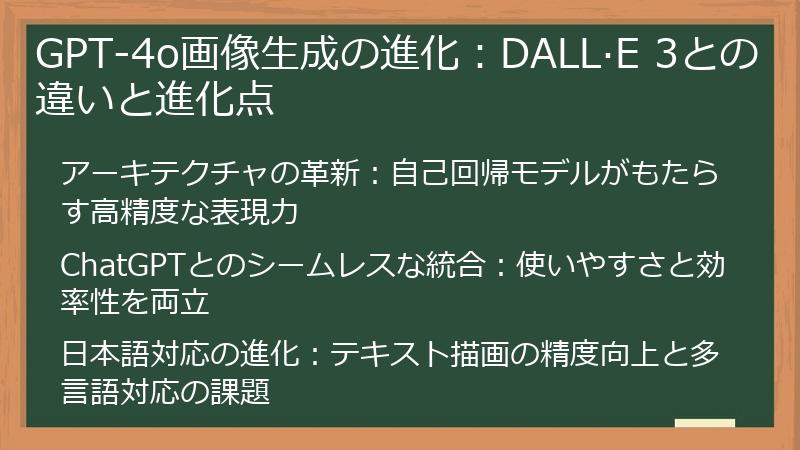 GPT-4o画像生成の進化：DALL·E 3との違いと進化点