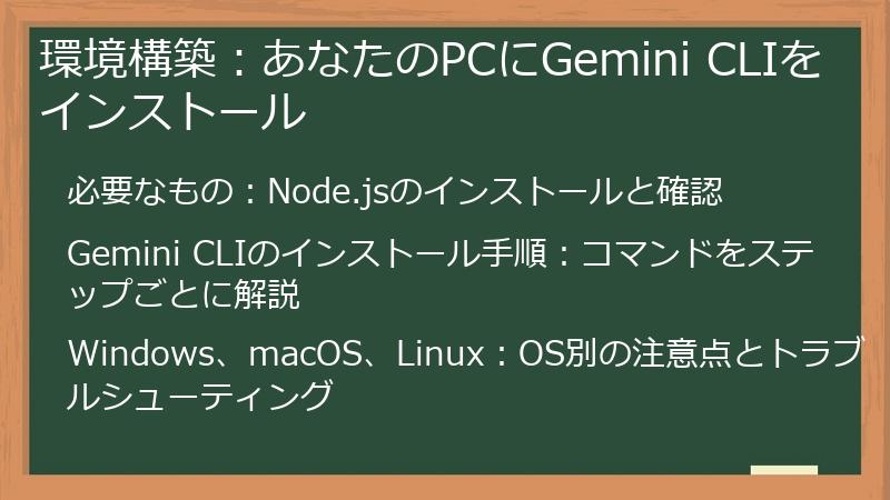 環境構築：あなたのPCにGemini CLIをインストール