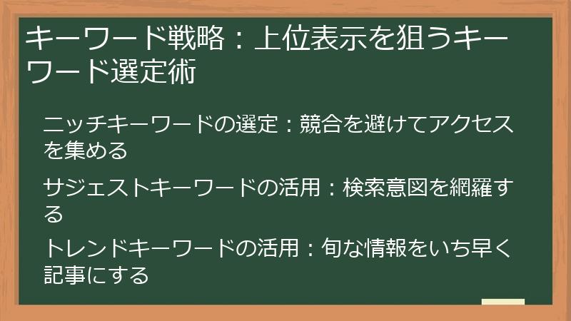 キーワード戦略：上位表示を狙うキーワード選定術