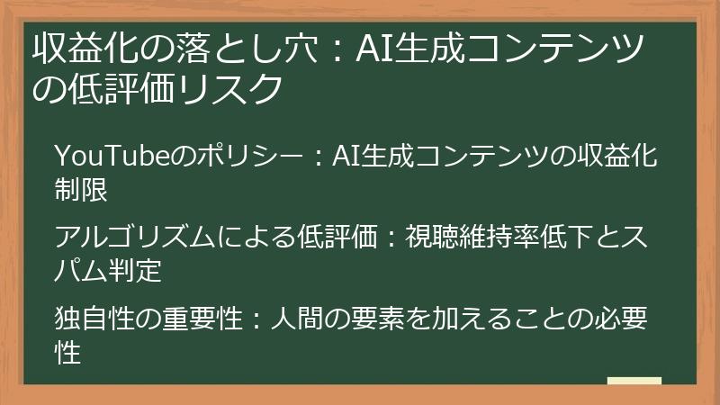 収益化の落とし穴：AI生成コンテンツの低評価リスク