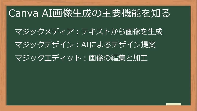 Canva AI画像生成の主要機能を知る