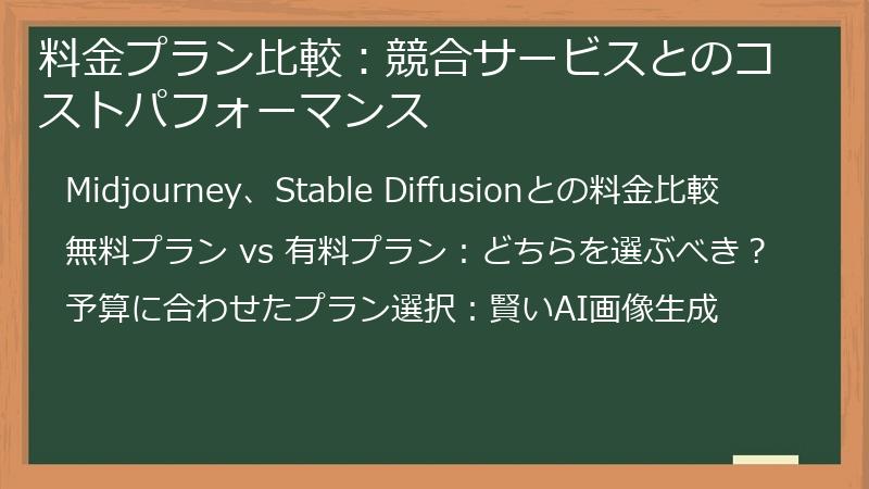 料金プラン比較：競合サービスとのコストパフォーマンス