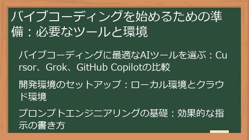 バイブコーディングを始めるための準備：必要なツールと環境