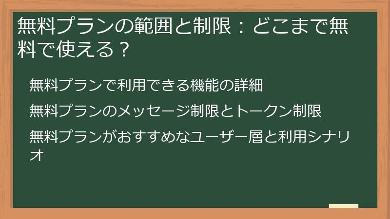 無料プランの範囲と制限：どこまで無料で使える？