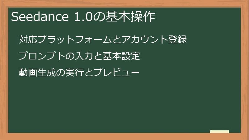 Seedance 1.0の基本操作