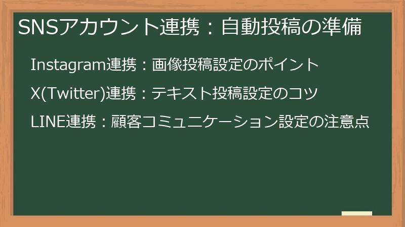 SNSアカウント連携：自動投稿の準備