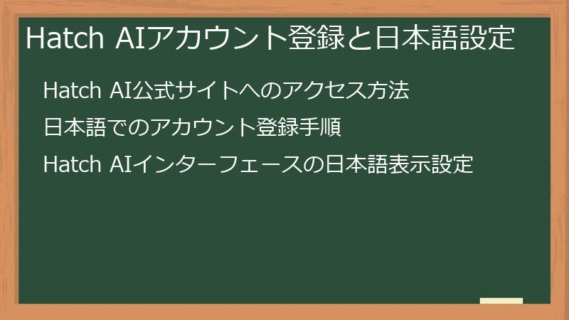Hatch AIアカウント登録と日本語設定