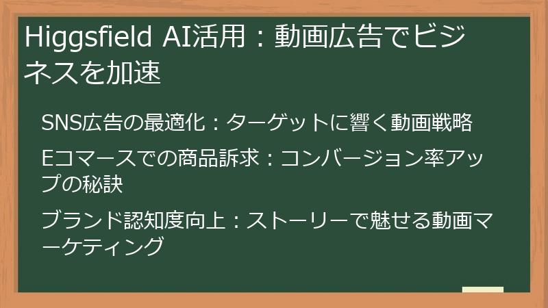 Higgsfield AI活用:動画広告でビジネスを加速