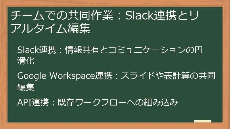 チームでの共同作業：Slack連携とリアルタイム編集