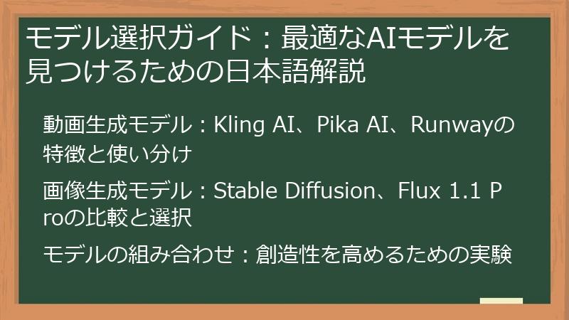 モデル選択ガイド：最適なAIモデルを見つけるための日本語解説