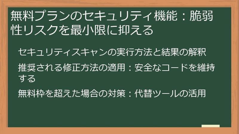 無料プランのセキュリティ機能：脆弱性リスクを最小限に抑える