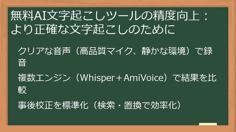無料AI文字起こしツールの精度向上：より正確な文字起こしのために