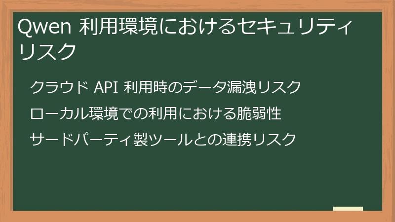 Qwen 利用環境におけるセキュリティリスク