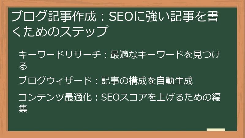 ブログ記事作成：SEOに強い記事を書くためのステップ