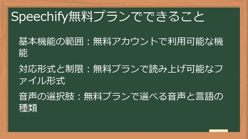 Speechify無料プランでできること